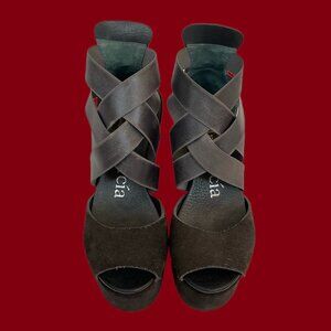 Pedro Garcia Brown Suede Alba Wedge Sandals